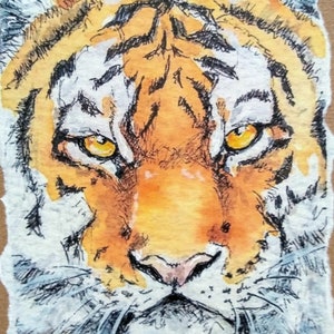 Carta de saludo tigre de mi pintura original de acuarela, una tarjeta en blanco de la vida silvestre del gato grande, tarjeta de tigre por EdieBrae