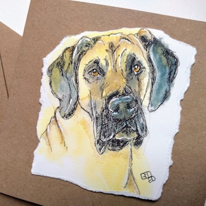 Tarjeta de amantes del gran danés, tarjeta de perro hecha a mano para él, ella, cumpleaños en blanco, tarjeta de Navidad, tarjeta de felicitación del gran danés cervatillo por EdieBrae