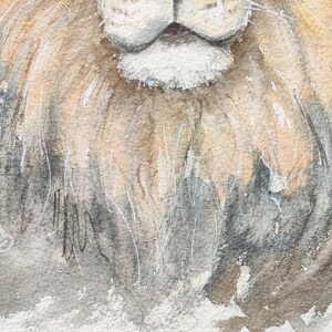 Original lion painting in watercolour, affordable wildlife art by Edie Brae image 3