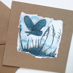 Tarjeta de Navidad hecha a mano con silueta de búho granero, una tarjeta de cumpleaños de pájaro para él, ella, el día del padre, una tarjeta de búho de un original de EdieBrae