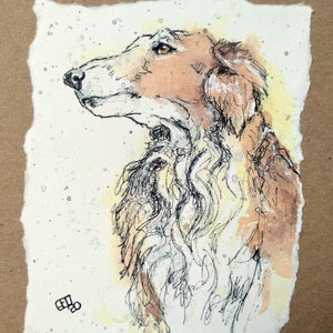 Tarjeta de felicitación para perros Borsoi, tarjeta hecha a mano para él, ella, cumpleaños del amante de Borsoi, tarjeta de Navidad, tarjeta para perros por EdieBrae