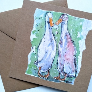 Corredor patos tarjeta de felicitación en blanco de mi pintura de acuarela original, una tarjeta en blanco de animales de granja, tarjeta de cumpleaños de pato por EdieBrae