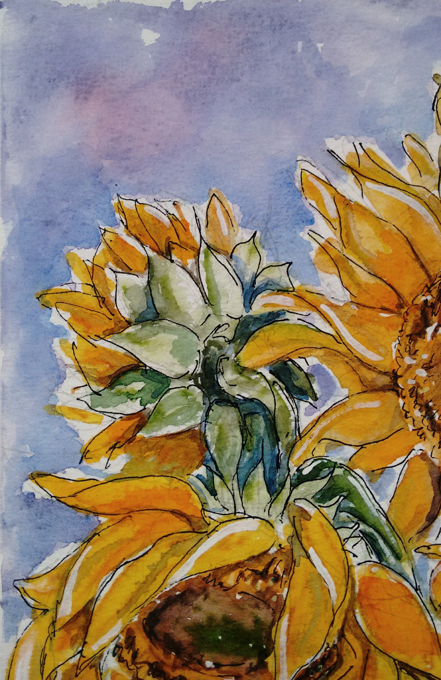 Sunflower painting for your wall in watercolour an artwork Etsy