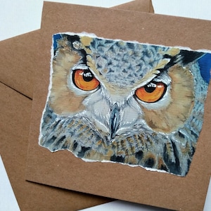 Adler Eule Grußkarte von meinem original Aquarell Malerei, eine leere Geburtstagskarte der europäischen Tierwelt, Eule Karte von EdieBrae