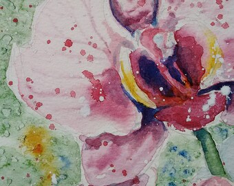 胡蝶蘭の水彩画、オリジナルの壁アート、花の水彩画、蘭愛好家へ