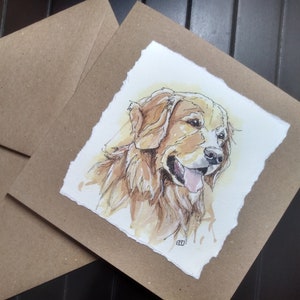 Goldene Retriever Geburtstagskarte, handgemachte Karte für ihn, sie, Aquarell Skizze eines wunderschönen golden retriever, Hundeliebhaber Karte von EdieBrae