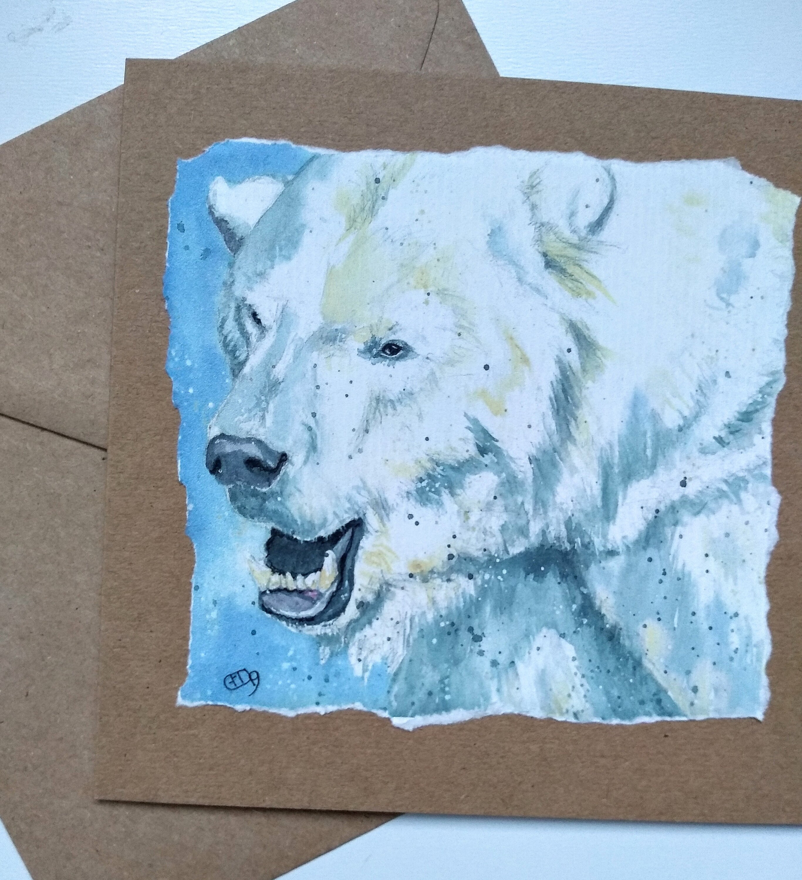 Polar Bear Blank Christmas Card From My Original Watercolour Painting ...