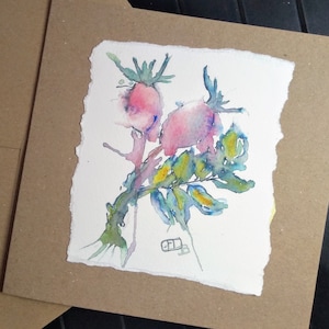 Tarjeta hecha a mano de rosas rojas, tarjeta de flores para ella, mamá, novia, una tarjeta de cumpleaños de invierno flor salvaje por EdieBrae Reino Unido