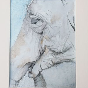 Elephant print art limited edition giclee print watercolour, Elephant Calf by EdieBrae