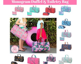 Monogram Duffel Bag Set/ Personalized overnight bags/ Monogram weekend bag/ Gym bag/ luggage/Kids duffel bag, Baby Shower gift, summer camp