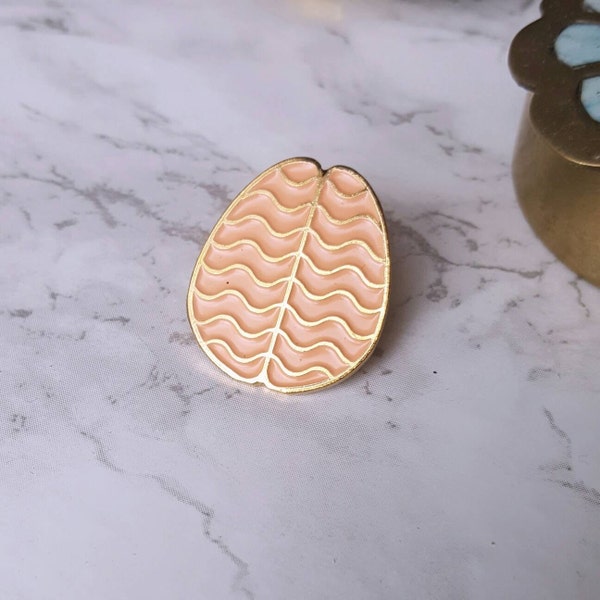 Coral Brain Enamel Pin with Gold plating