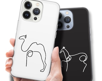 Moderne Kunst Handyhülle Picasso Tiere Linien Grafik, Handycase für iPhone 15 14 13 12 11 pro max plus mini SE, Samsung S24 S23 A12 A13 ..