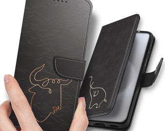 Étui à rabat Picasso, dessins au trait Animaux, housse en cuir pour iPhone 15 14 13 12 11 pro max plus mini SE, Samsung S23 S22 Ultra Fe ..