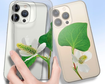 Flower Phone Case, Houttuynia White Blossom, TPU Cover iPhone 15 14 13 12 11 pro max plus mini SE, Samsung S 24 23 Ultra Fe ..