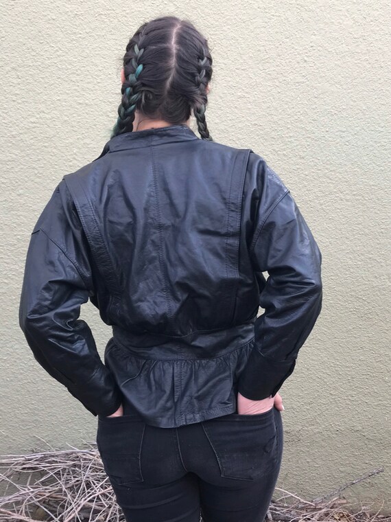 Vintage genuine leather jacket with belt - image 2