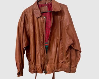 Vintage genuine leather jacket with lining