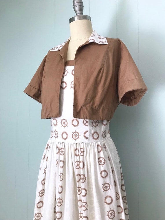 1950s Ship Wheel Dress and Bolero | 50s Buoy Nove… - image 3