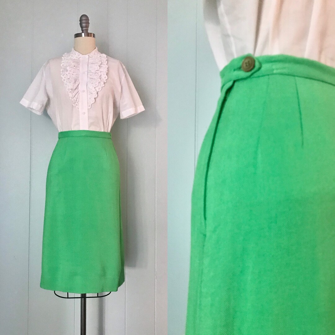 1960s Bright Green Skirt 60s Lime Green Pencil Skirt - Etsy