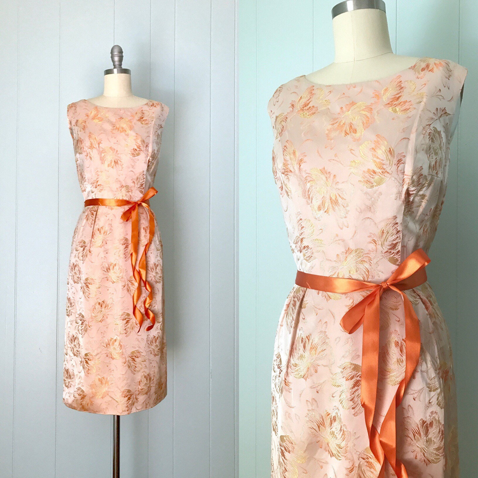 peach fitted dress