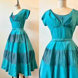 Vintage 1950s Orange Taffeta Cocktail Dress