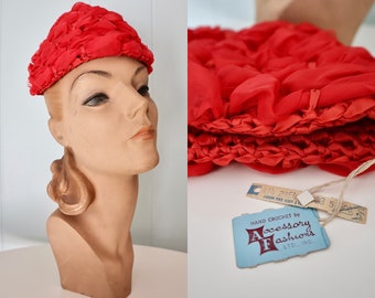 1960s RENEE\' Mod Wool Cap Hat Rhinestones and Soutache Trim 1960s RENEE main image 3