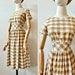 1950s Brown and Navy Gingham Day Dress