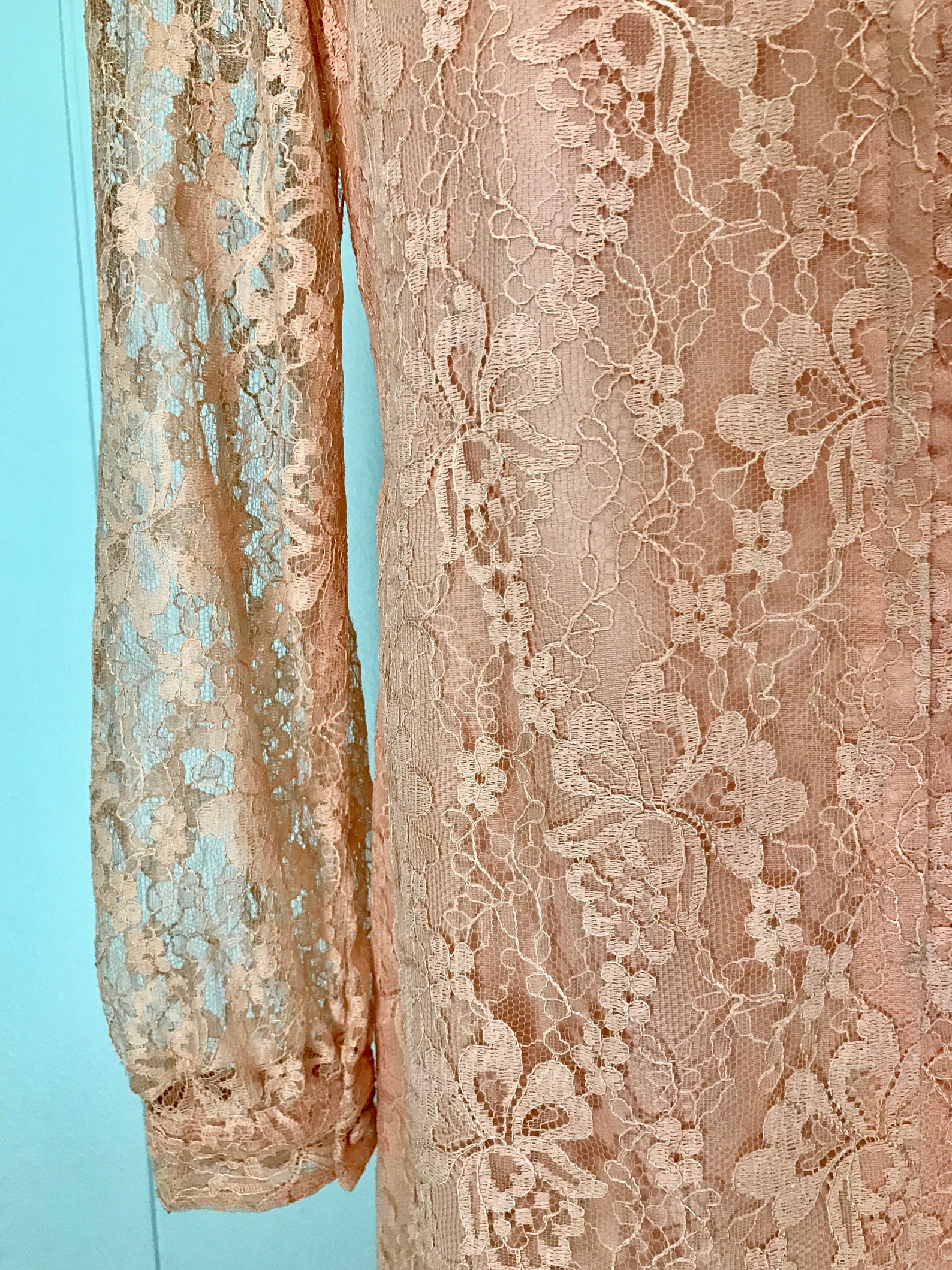 1960s Peach Lace Shift Dress 60s Floral Lace Sheer Long - Etsy