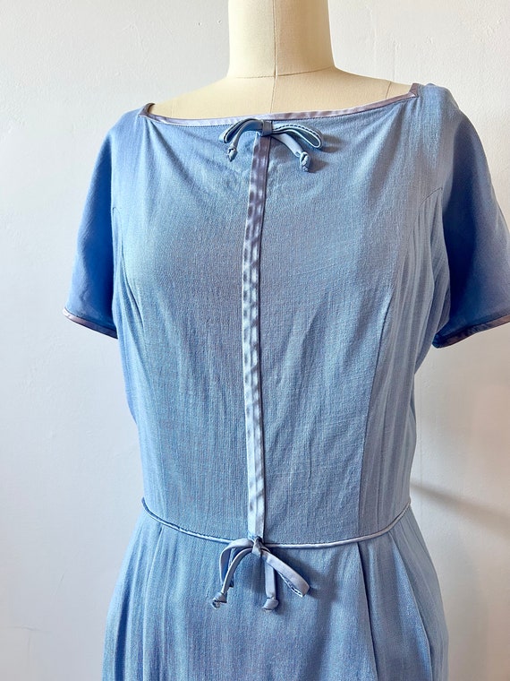 1960s Periwinkle Wiggle Dress | 60s Pastel Blue D… - image 3