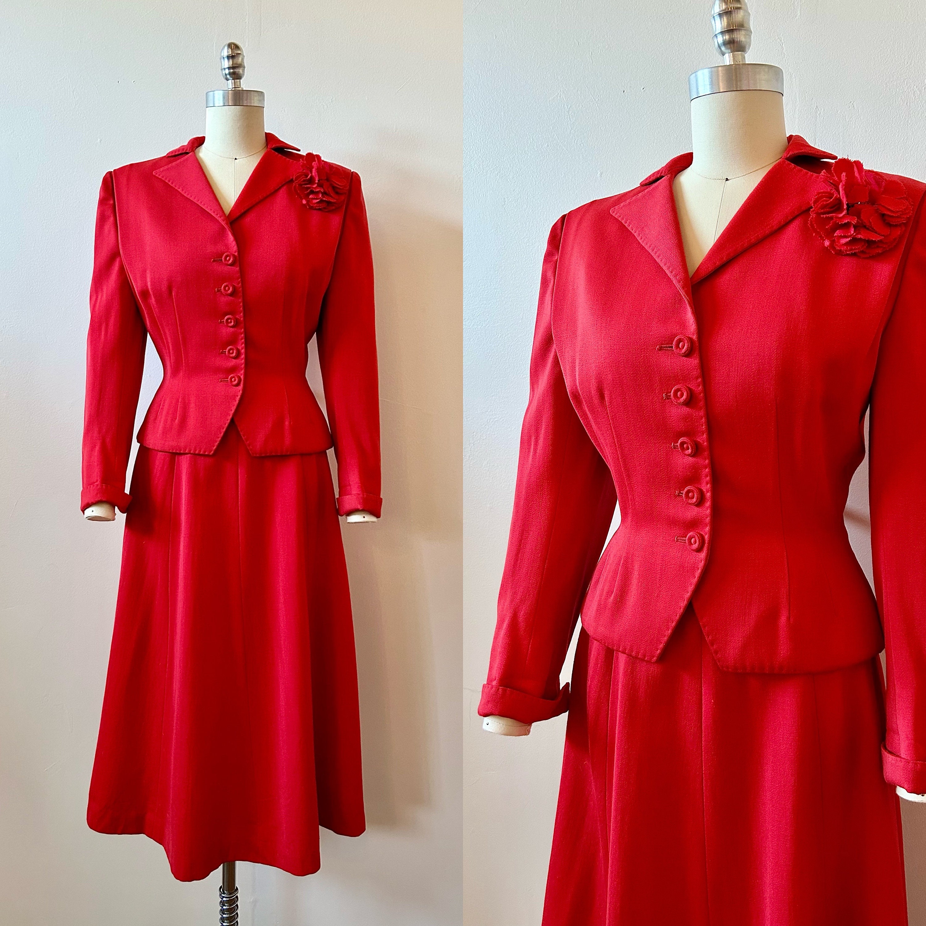 Real Vintage Search Engine 1940S Moordale Junior Bright Red Suit  40S Kapsons Blazer  Skirt Vintage Jacket Set Size Xs $118.00 AT vintagedancer.com