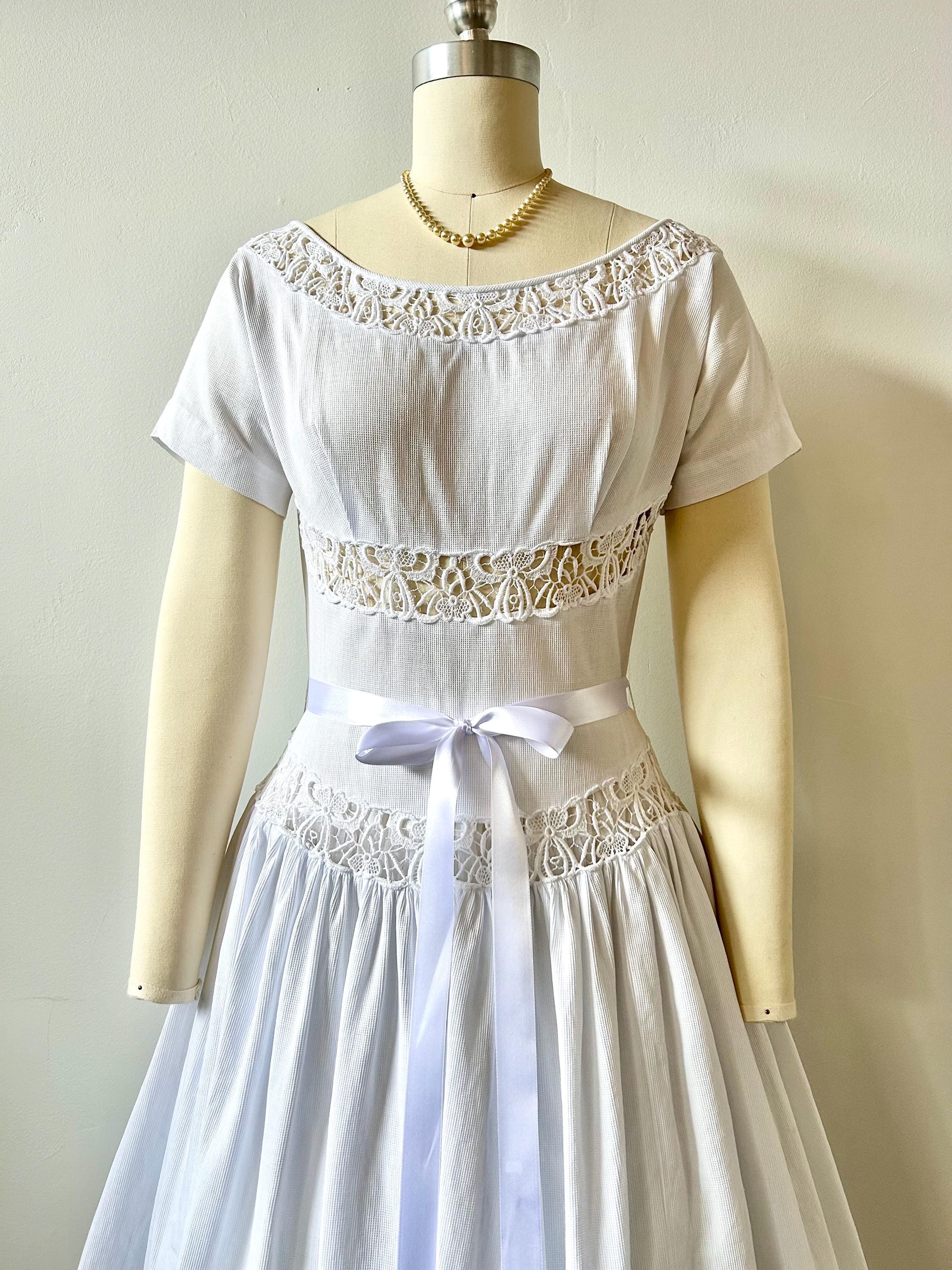 50s White Lace Dress - Etsy