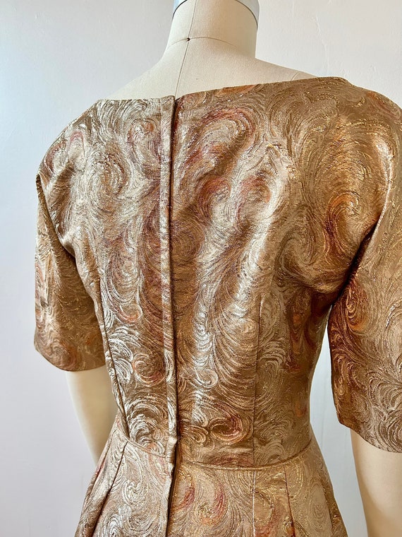 1960s Metallic Brocade Party Dress