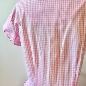 1950s Toni Todd Bubblegum Pink Gingham Dress 50s Pastel Checked Dress Vintage Fit and Flare Dress Size M image 10