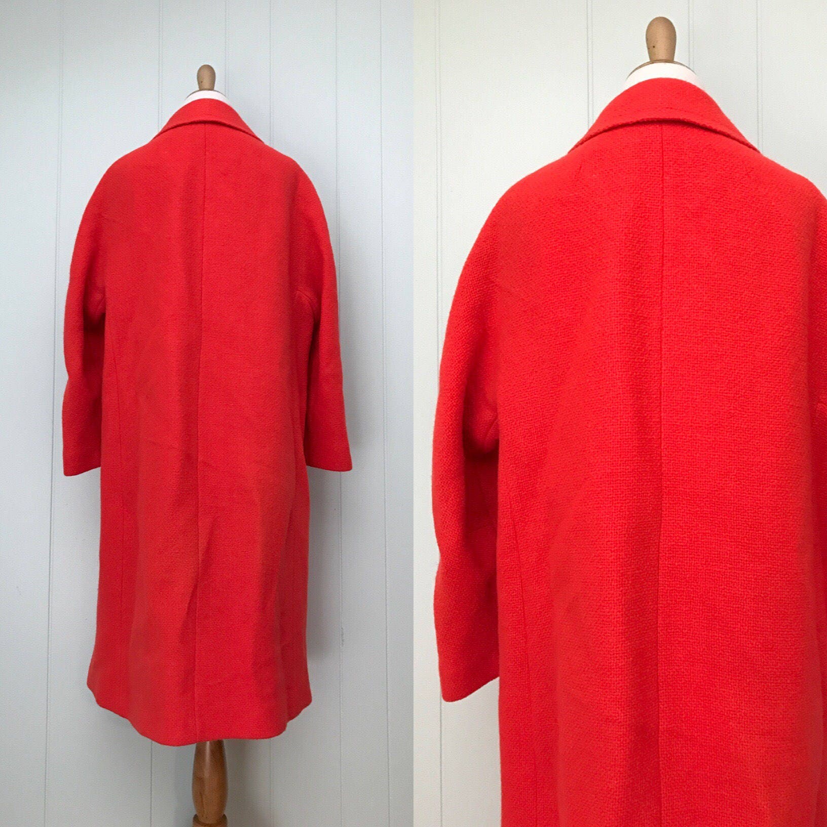 1960s Youthcraft Bright Coral Wool Coat 60s Pink Orange Long | Etsy
