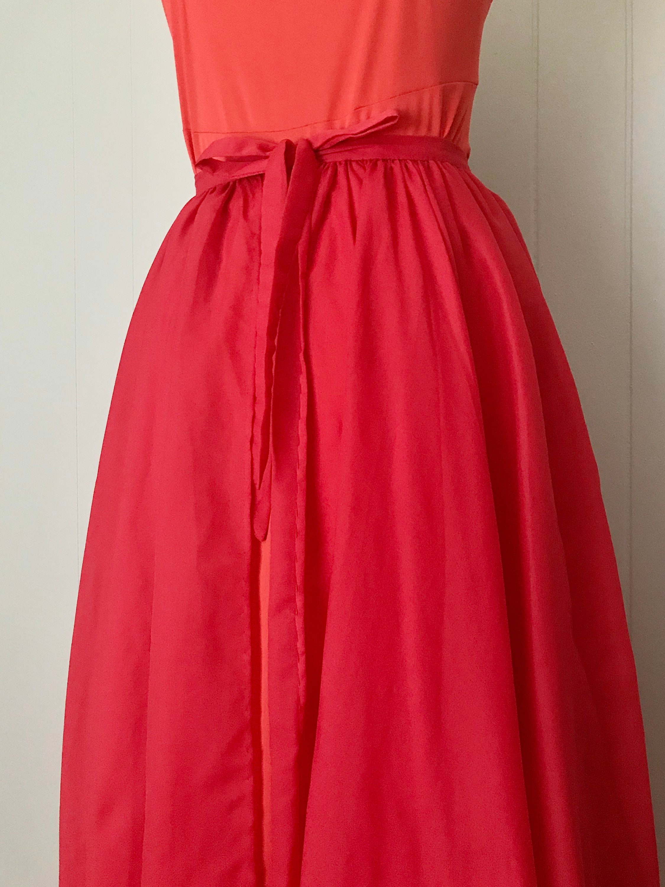 1940s/1950s Bright Red Overskirt 40s/50s Chiffon Tie Skirt | Etsy