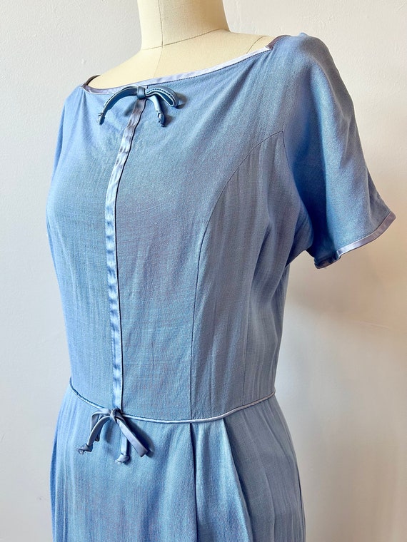 1960s Periwinkle Wiggle Dress | 60s Pastel Blue D… - image 5