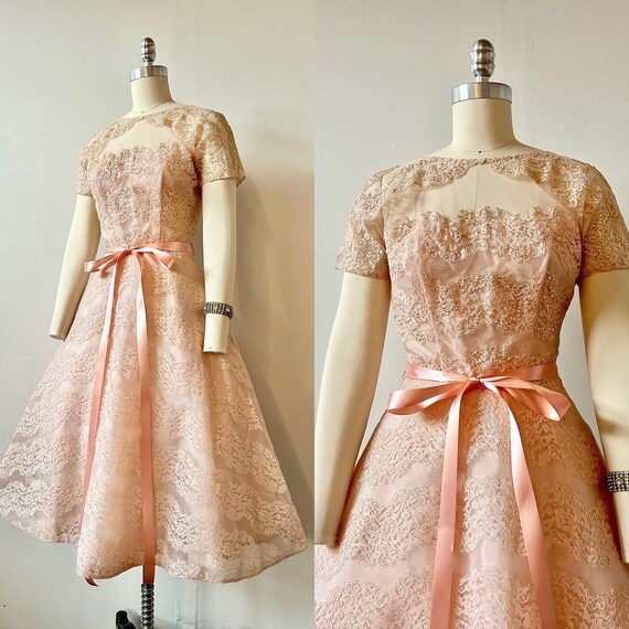1950s Frank Starr Beaded Silk Dress