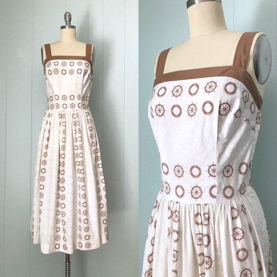 1950s Ship Wheel Dress and Bolero | 50s Buoy Nove… - image 2