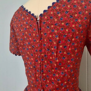 1950s Montgomery Ward Bright Red Dress 50s Floral Fit and - Etsy