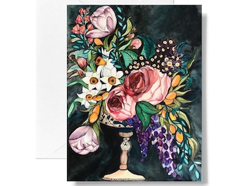 Large Floral Arrangement Watercolor Card