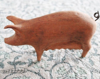 HAND CARVED PIG -  Wooden Sculpture