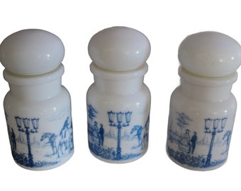 MILK GLASS JARS - Set of 3 - Made in Belgium