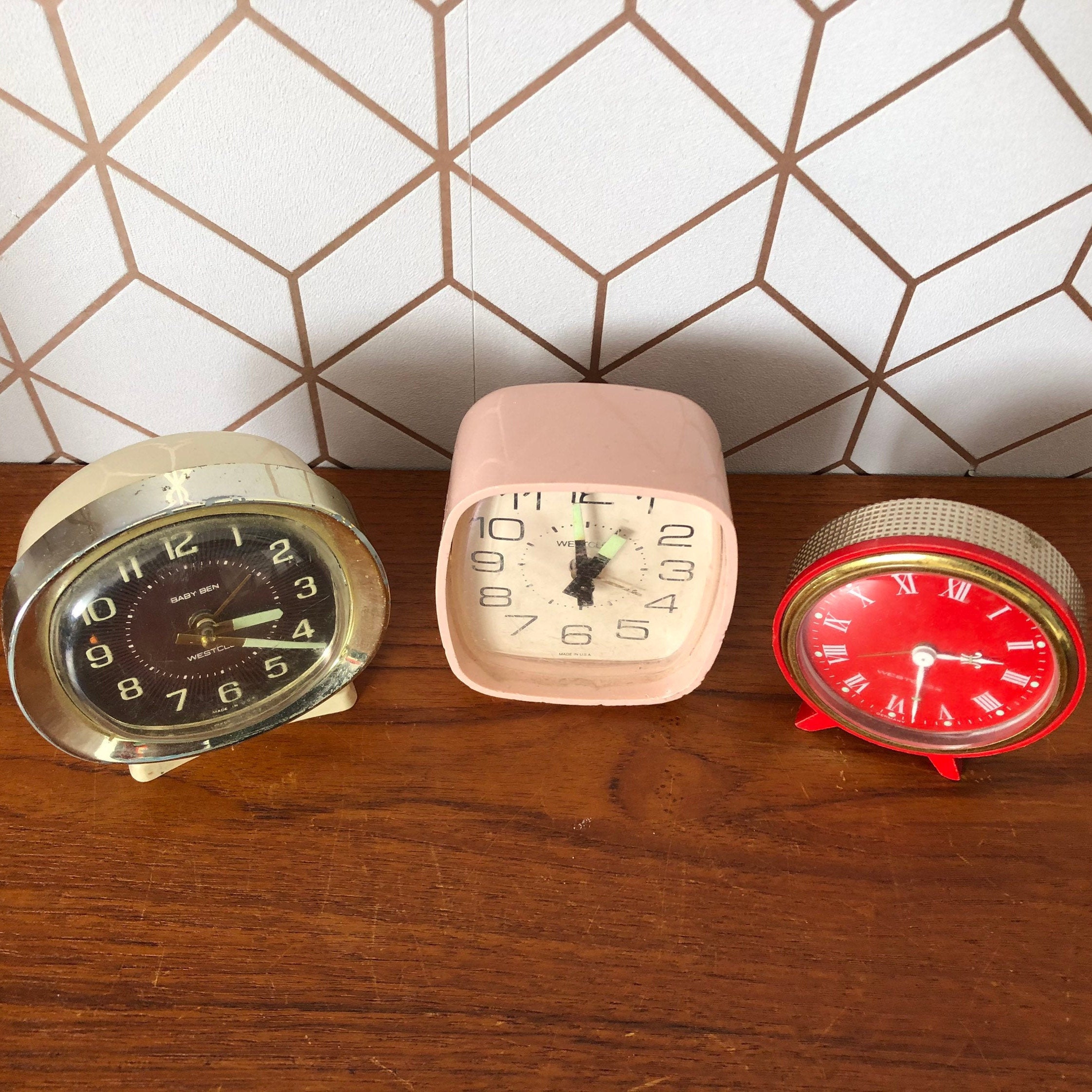 Vintage Wind up Clocks Set of 3 Alarm Display Stand Alone | Etsy