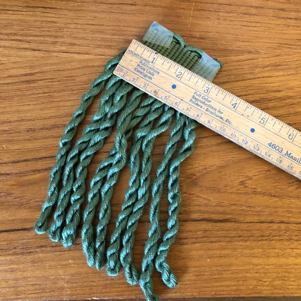 Vintage Green Bullion Trim Fringe Color Sample, Home Décor, DIY Upholstery Fringe, Sold By the 3 " Sample