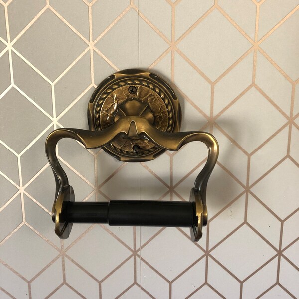 Vintage Toilet Paper Roll Holder, Carriage House Amerock Leather Pattern, Antique Brass TP Holder for Your Bathroom Décor, Circa 1970's