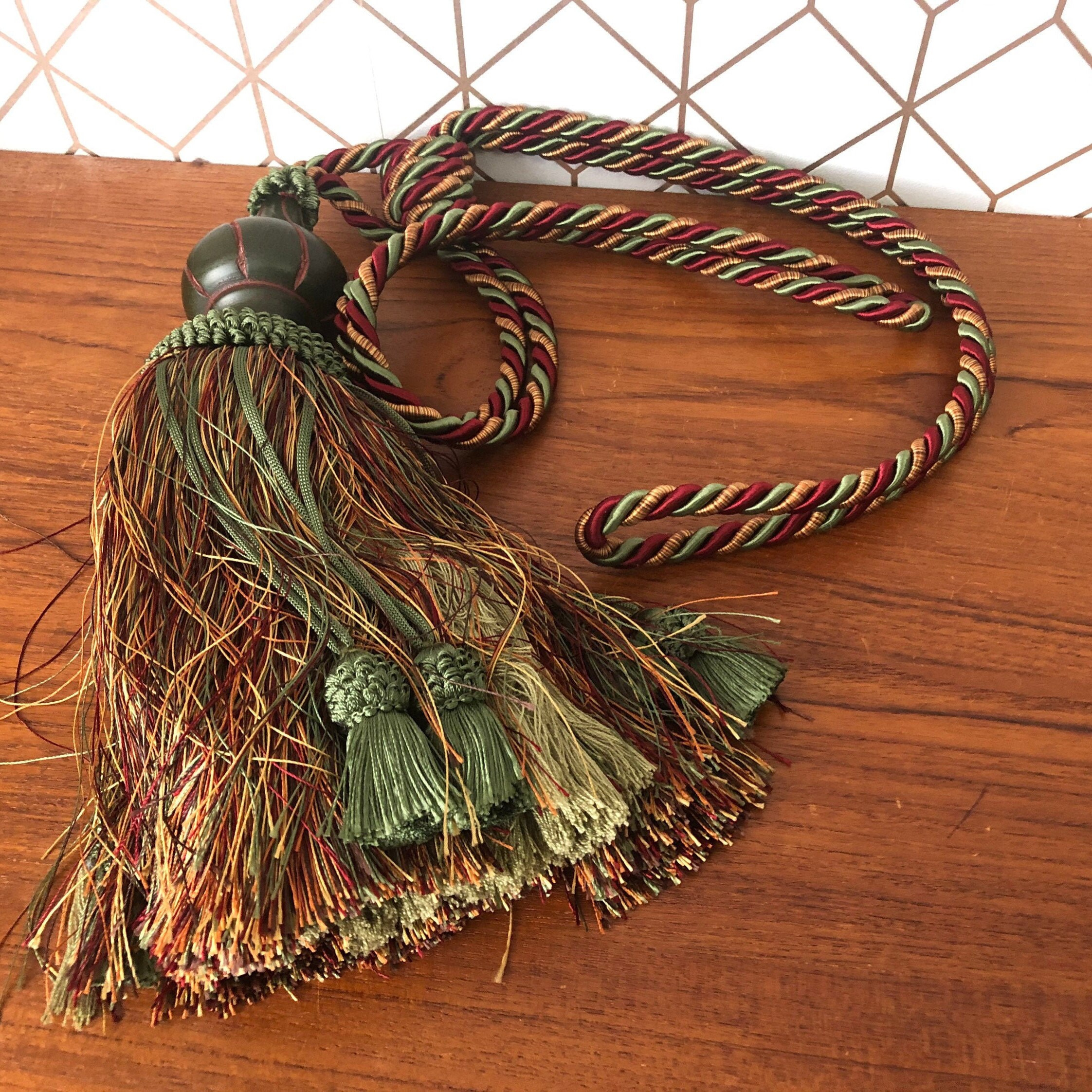 Vintage Drapery Tassel Jewel Tone Drapery Tieback DIY Etsy