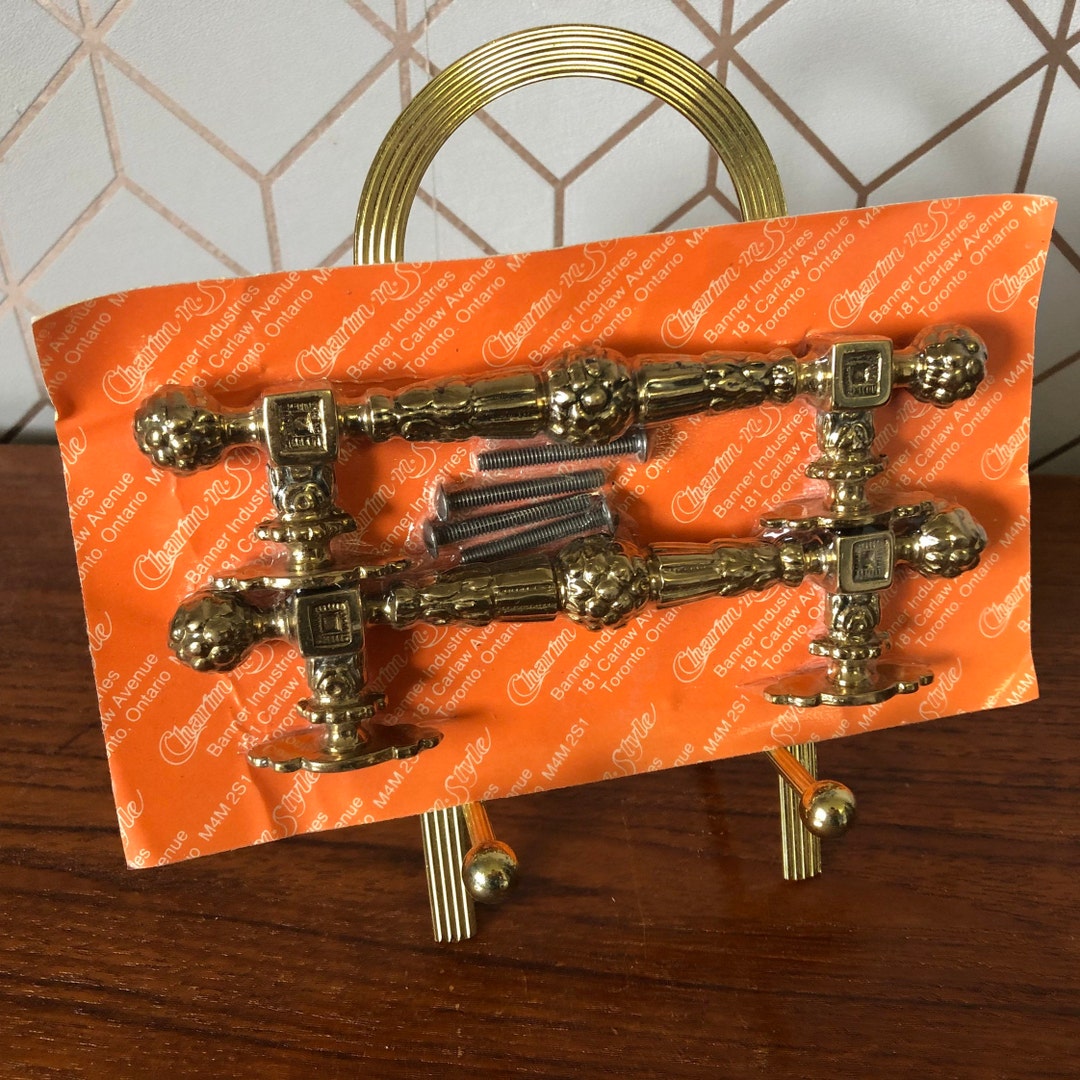 Vintage Drawer Pulls, Ornate Brass Handles, Victorian Style