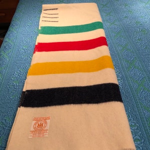 Vintage 4 Point Hudson's Bay Wool Blanket, Authentic Hudson's Bay