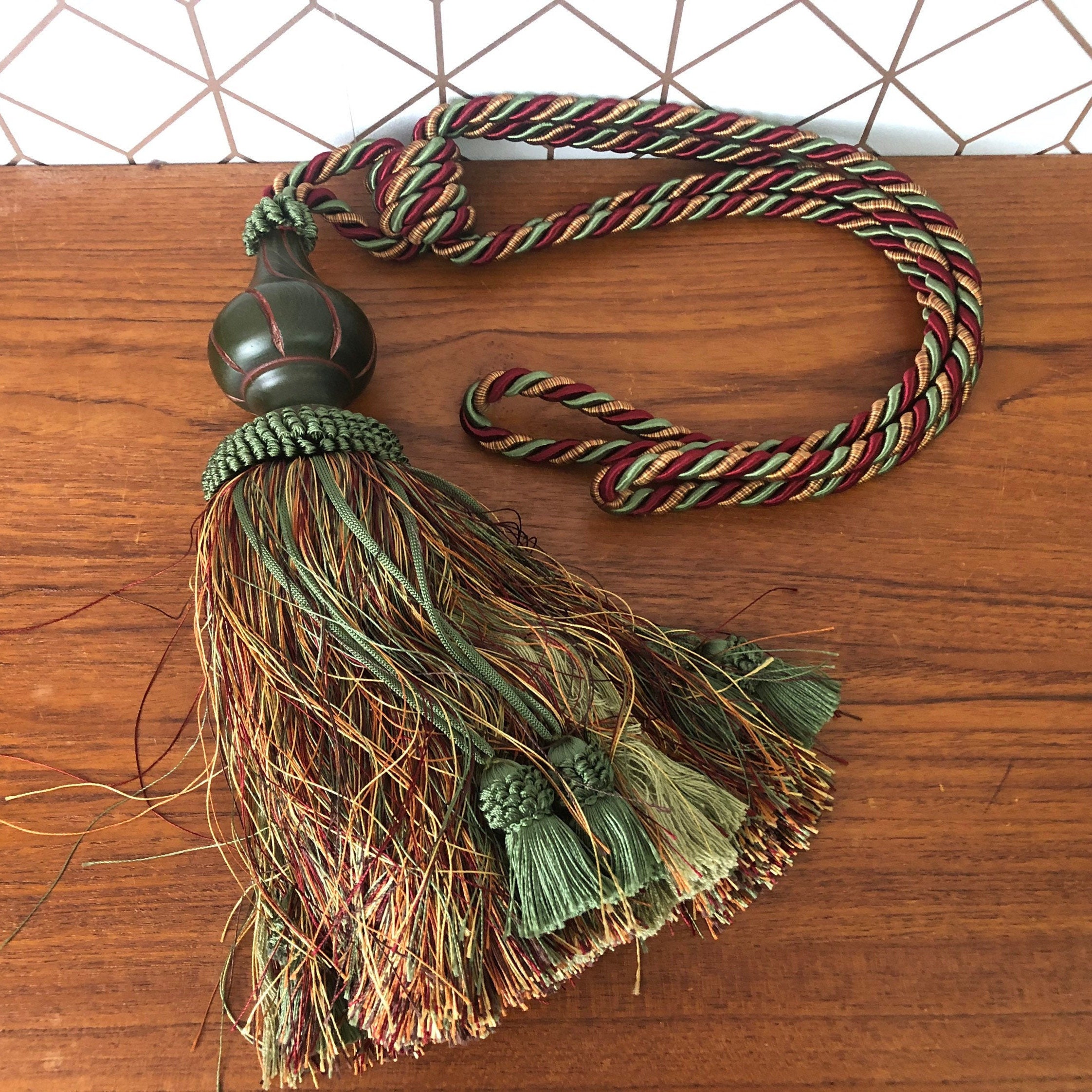 Vintage Drapery Tassel Jewel Tone Drapery Tieback DIY Etsy