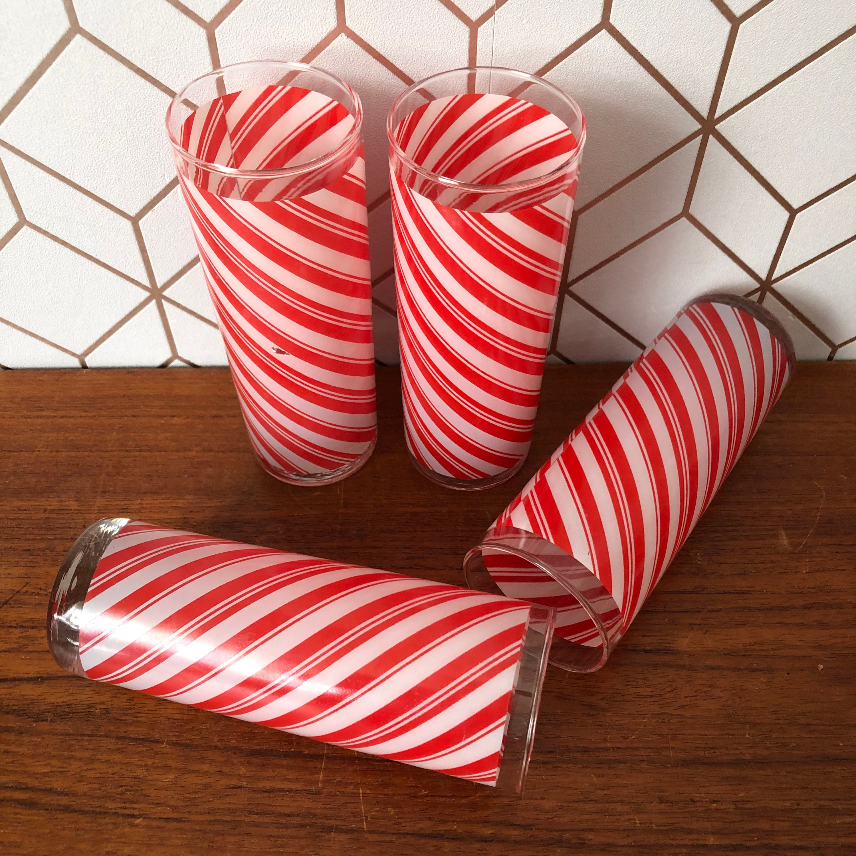 Design Focus Curly Candy Cane Straw Set 4 Red White Holiday Party Tumbler
