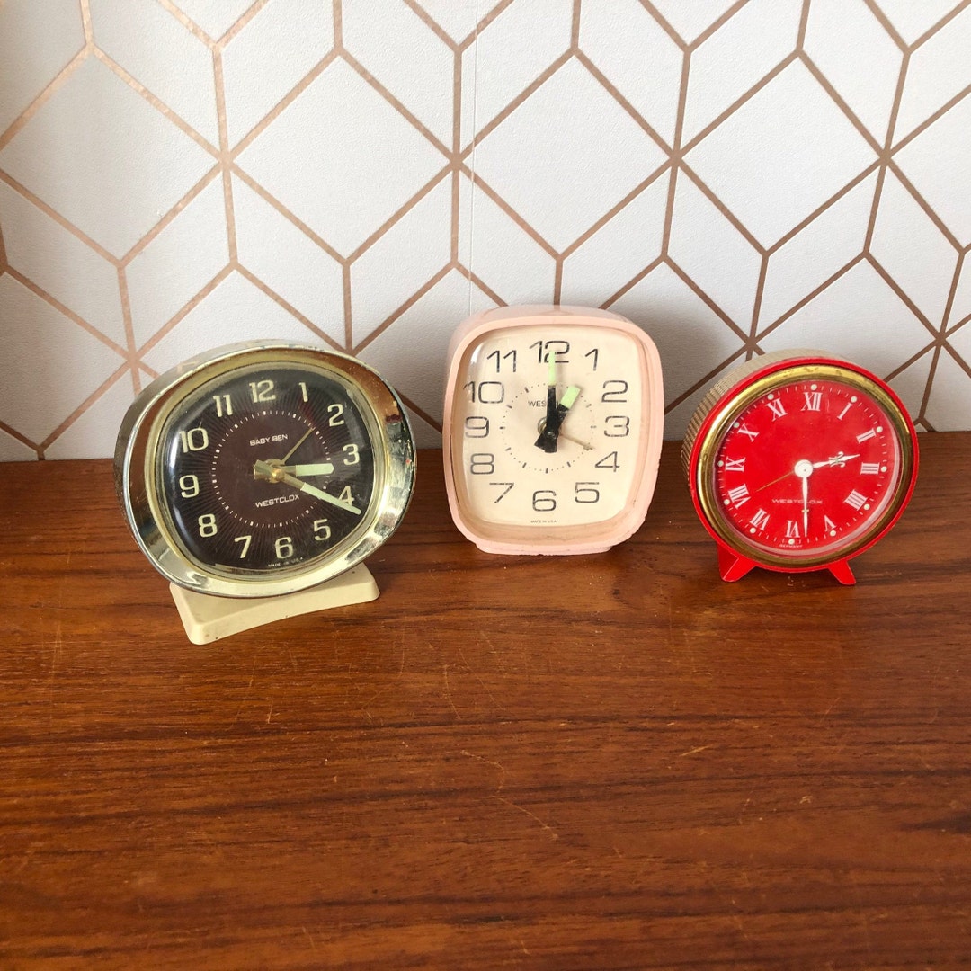 Vintage Wind up Clocks, Set of 3, Alarm, Display Stand Alone Time ...